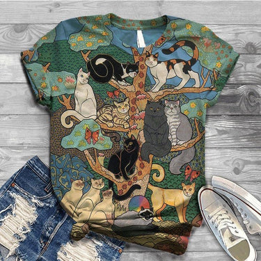 Vintage Summer Cat Shirt Shirts & Tops KittyNook Cat Company Cats In A Tree S